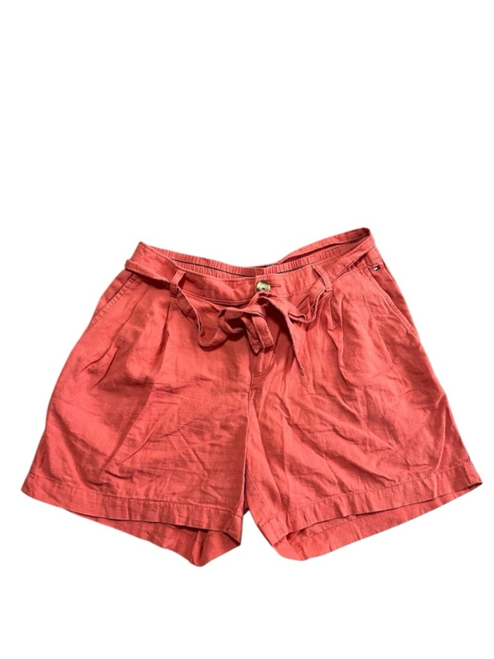 Tommy Hilfiger Nantucket Red Tie-Waist Linen Women's Shorts Size XS Preppy Beach